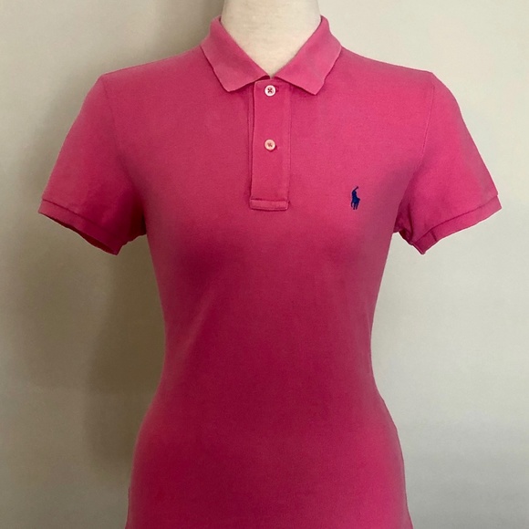 Watermelon Pink Ralph Lauren Classic Polo T-Shirt - Picture 2 of 11